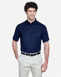 Core 365 88194 Men's Optimum Short Sleeve Twill Dress Shirt - Classic Navy - model front