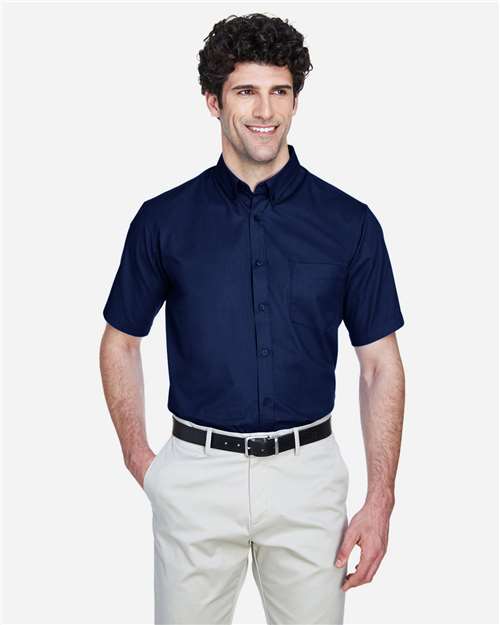 Core 365 88194 Men's Optimum Short Sleeve Twill Dress Shirt - Classic Navy - model front