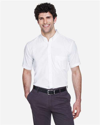 Core 365 88194 Men's Optimum Short Sleeve Twill Dress Shirt - White - model front