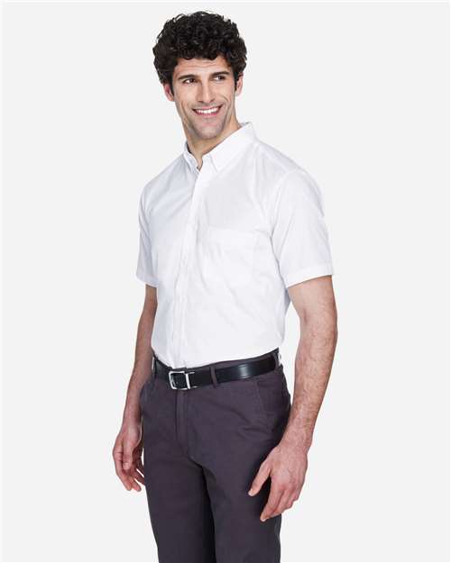 Core 365 88194 Men's Optimum Short Sleeve Twill Dress Shirt - White - model side