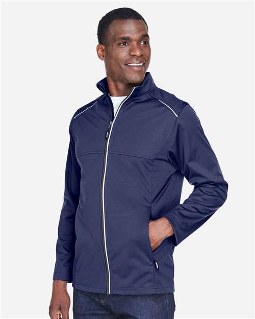 Core 365 CE708 Men's Techno Lite Three-Layer Knit Tech-Shell - Classic Navy - model side