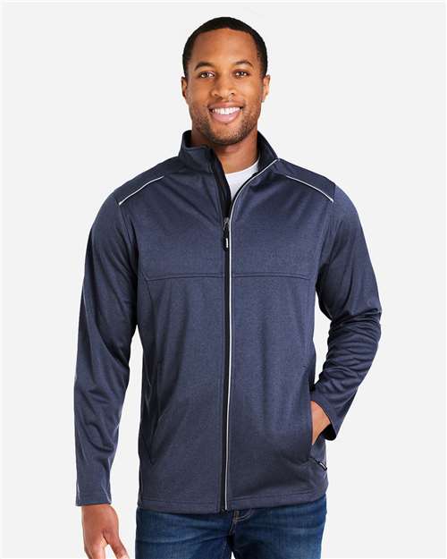 Core 365 CE708 Men's Techno Lite Three-Layer Knit Tech-Shell - Classic Navy Heather - model front