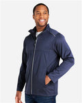 Core 365 CE708 Men's Techno Lite Three-Layer Knit Tech-Shell - Classic Navy Heather - model side