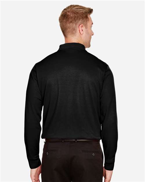 Devon & Jones DG20L Men's CrownLux Performance Plaited Long Sleeve Polo - Black - model back
