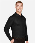 Devon & Jones DG20L Men's CrownLux Performance Plaited Long Sleeve Polo - Black - model side