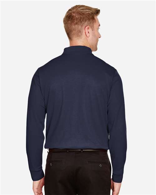 Devon & Jones DG20L Men's CrownLux Performance Plaited Long Sleeve Polo - Navy - model back