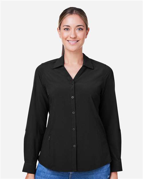 Core 365 CE510LW Women's Ultra UVP Marina Shirt - Black - model front