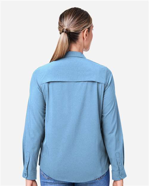 Core 365 CE510LW Women's Ultra UVP Marina Shirt - Columbia Blue - model back
