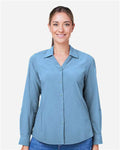 Core 365 CE510LW Women's Ultra UVP Marina Shirt - Columbia Blue - model front