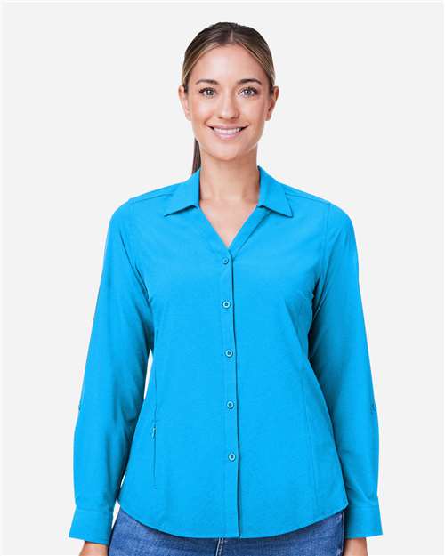 Core 365 CE510LW Women's Ultra UVP Marina Shirt - Electric Blue - model front