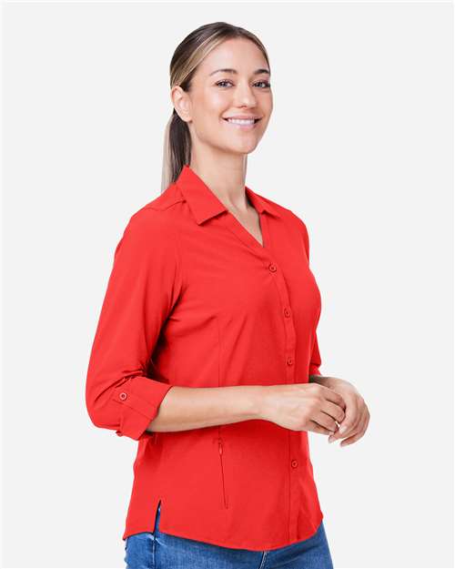 Core 365 CE510LW Women's Ultra UVP Marina Shirt - Marina Red - model side