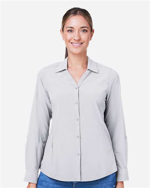 Core 365 CE510LW Women's Ultra UVP Marina Shirt - Platinum - model front