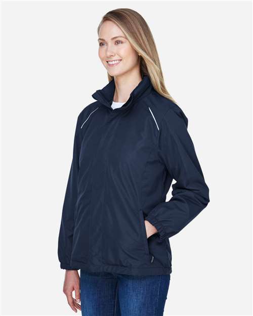 Core 365 78224 Women's Profile Fleece-Lined All-Season Jacket - Classic Navy - model side