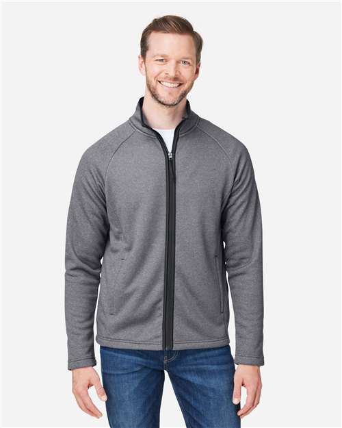 Core 365 CE72 Men's Venture Heathered Stripe Full-Zip Jacket - Black/ White - model front