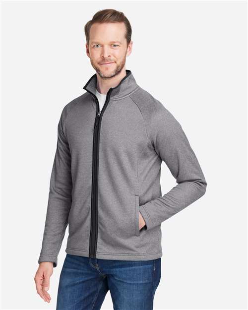 Core 365 CE72 Men's Venture Heathered Stripe Full-Zip Jacket - Black/ White - model side