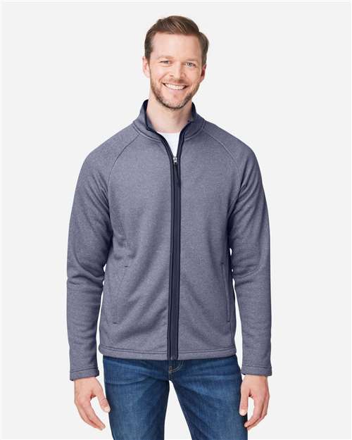 Core 365 CE72 Men's Venture Heathered Stripe Full-Zip Jacket - Classic Navy/ White - model front