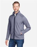 Core 365 CE72 Men's Venture Heathered Stripe Full-Zip Jacket - Classic Navy/ White - model side