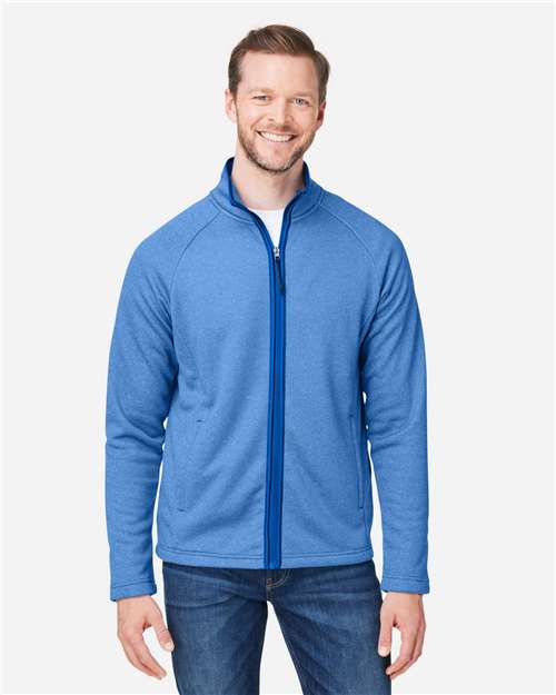 Core 365 CE72 Men's Venture Heathered Stripe Full-Zip Jacket - True Royal/ White - model front