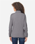 Core 365 CE73W Women's Venture Heathered Stripe Quarter-Zip Pullover - Black/ White - model back