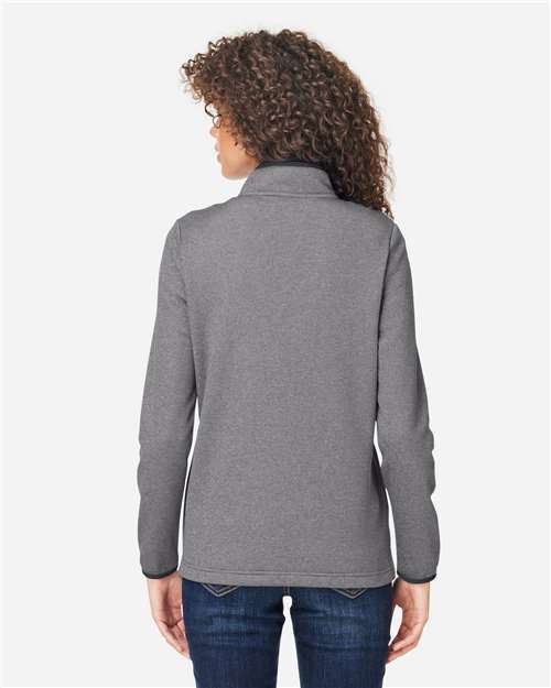 Core 365 CE73W Women's Venture Heathered Stripe Quarter-Zip Pullover - Black/ White - model back