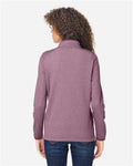 Core 365 CE73W Women's Venture Heathered Stripe Quarter-Zip Pullover - Burgundy/ White - model back
