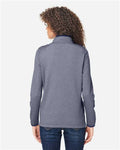Core 365 CE73W Women's Venture Heathered Stripe Quarter-Zip Pullover - Classic Navy/ White - model back