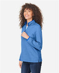 Core 365 CE73W Women's Venture Heathered Stripe Quarter-Zip Pullover - True Royal/ White - model side