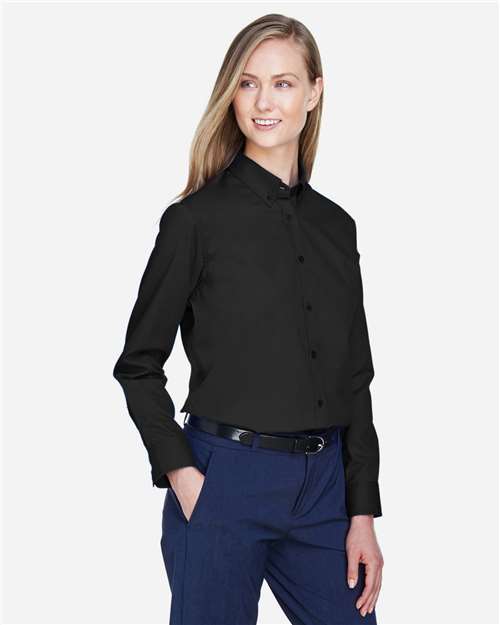 Core 365 78193 Women's Operate Twill Shirt - Black - model side