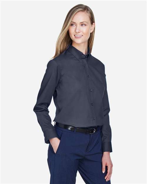 Core 365 78193 Women's Operate Twill Shirt - Carbon - model side