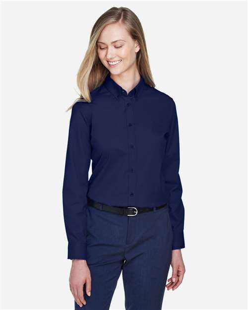 Core 365 78193 Women's Operate Twill Shirt - Classic Navy - model front