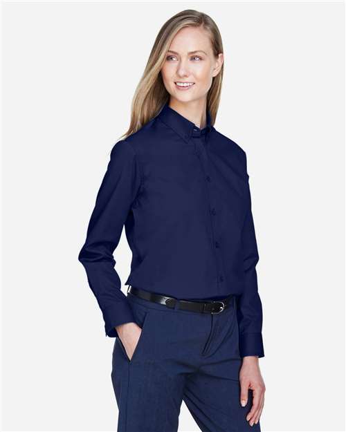 Core 365 78193 Women's Operate Twill Shirt - Classic Navy - model side
