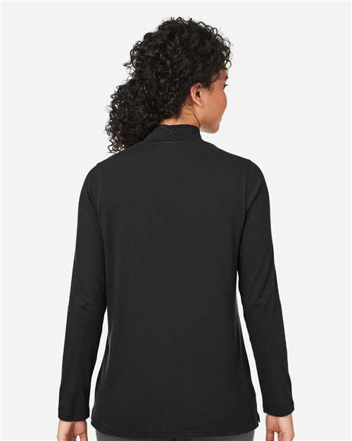 Devon & Jones DP121W Women's Raleigh Shawl Collar Knit Top - Black - model back