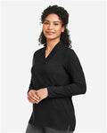 Devon & Jones DP121W Women's Raleigh Shawl Collar Knit Top - Black - model side