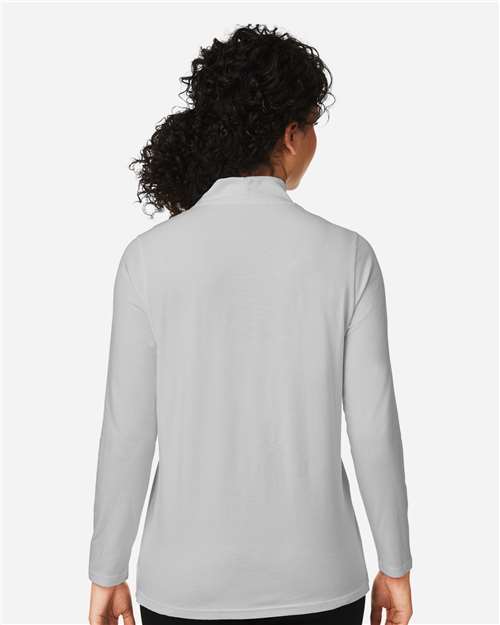 Devon & Jones DP121W Women's Raleigh Shawl Collar Knit Top - Grey - model back