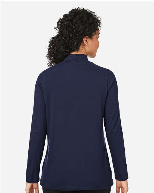Devon & Jones DP121W Women's Raleigh Shawl Collar Knit Top - Navy - model back