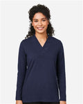 Devon & Jones DP121W Women's Raleigh Shawl Collar Knit Top - Navy - model front