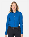 Devon & Jones DG505W Women's CrownLux Performance Spencer Poplin Dress Shirt - French Blue Melange - model front