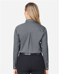Devon & Jones DG505W Women's CrownLux Performance Spencer Poplin Dress Shirt - Graphite Melange - model back