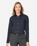Devon & Jones DG505W Women's CrownLux Performance Spencer Poplin Dress Shirt - Navy Melange - model front