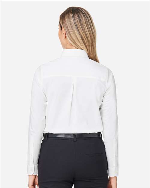 Devon & Jones DG505W Women's CrownLux Performance Spencer Poplin Dress Shirt - White - model back