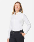 Devon & Jones DG505W Women's CrownLux Performance Spencer Poplin Dress Shirt - White - model side