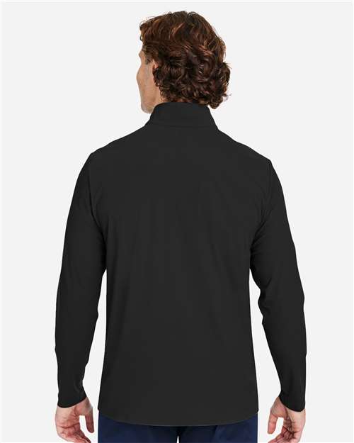 Devon & Jones DG410 Men's CrownLux Performance Windsor Welded Quarter-Zip Pullover - Black - model back