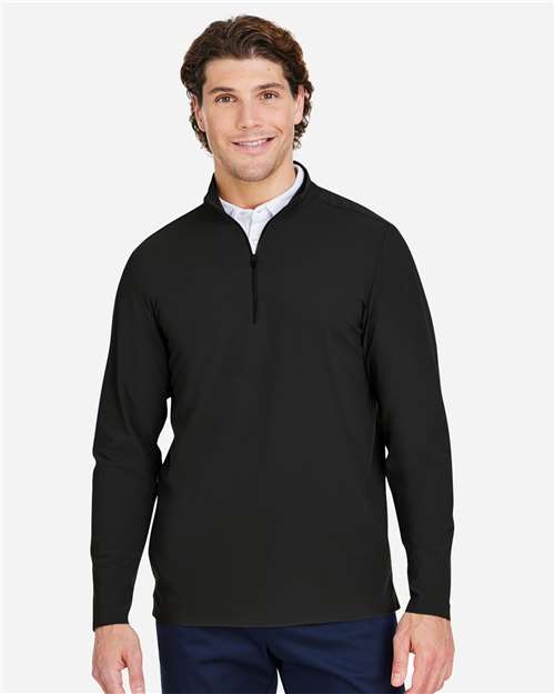 Devon & Jones DG410 Men's CrownLux Performance Windsor Welded Quarter-Zip Pullover - Black - model front