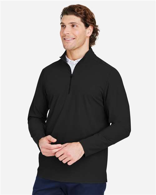 Devon & Jones DG410 Men's CrownLux Performance Windsor Welded Quarter-Zip Pullover - Black - model side
