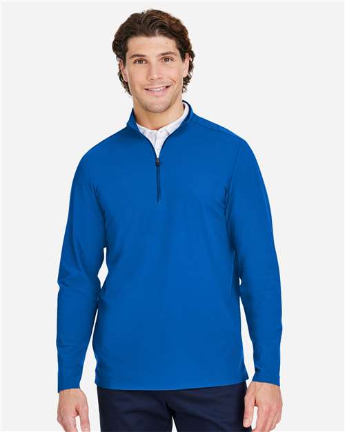 Devon & Jones DG410 Men's CrownLux Performance Windsor Welded Quarter-Zip Pullover - French Blue - model front