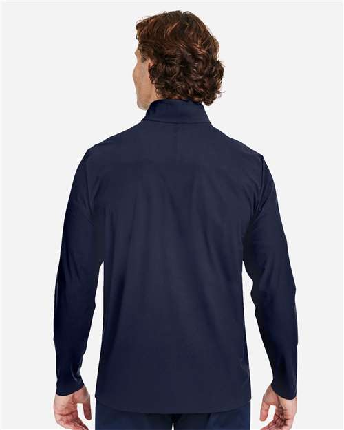 Devon & Jones DG410 Men's CrownLux Performance Windsor Welded Quarter-Zip Pullover - Navy - model back