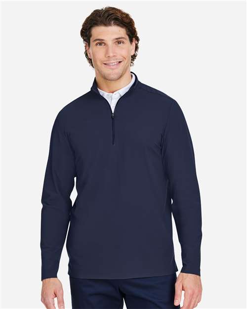 Devon & Jones DG410 Men's CrownLux Performance Windsor Welded Quarter-Zip Pullover - Navy - model front