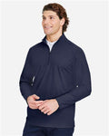Devon & Jones DG410 Men's CrownLux Performance Windsor Welded Quarter-Zip Pullover - Navy - model side