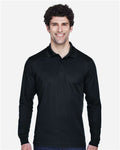 Core 365 88192T Men's Tall Pinnacle Performance Long Sleeve Piqué Polo - Black - model front