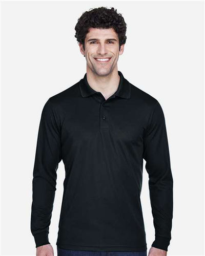 Core 365 88192T Men's Tall Pinnacle Performance Long Sleeve Piqué Polo - Black - model front